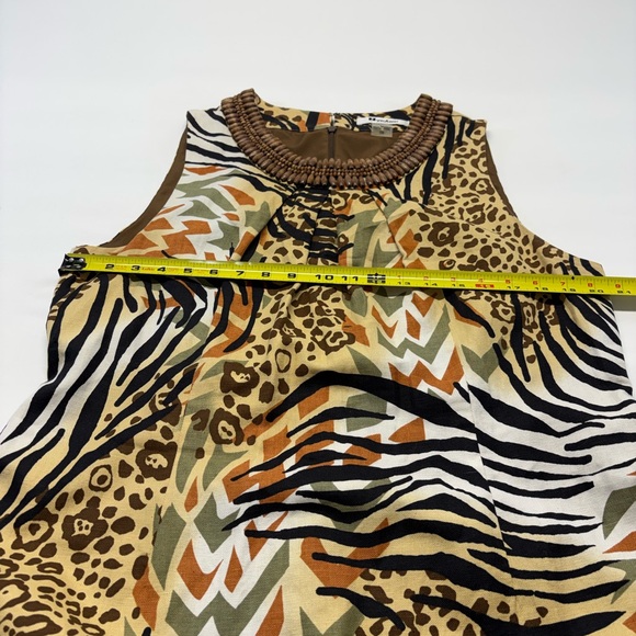 Peter Nygard Tribal Animal Print Shift Dress with Beaded Neckline Size 16 - Picture 8 of 12